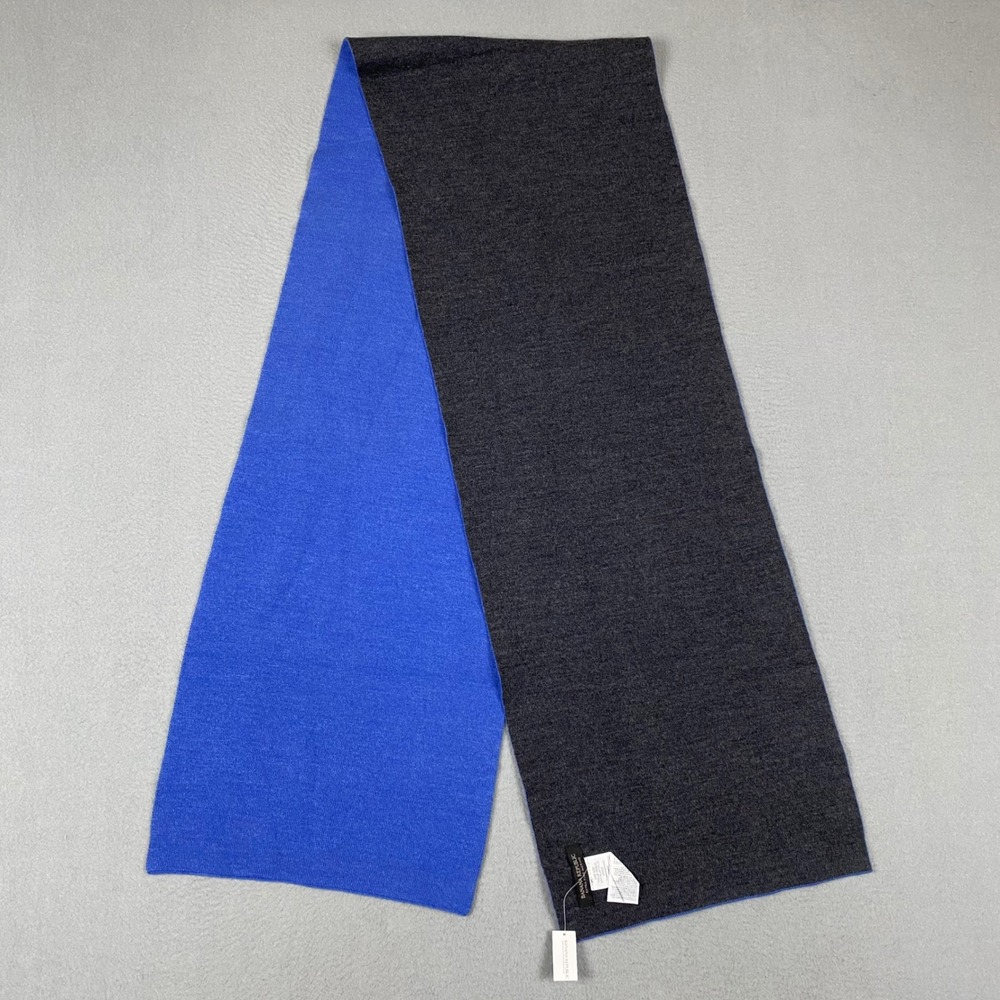 Banana Republic Reversible Merino Wool Knit Scarf Women OS Grey Blue